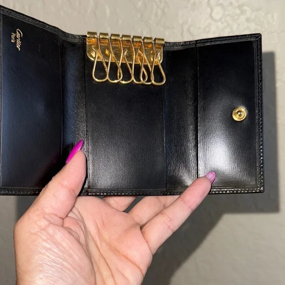NWT Cartier Black Leather Key & Card Holder - Picture 6 of 9